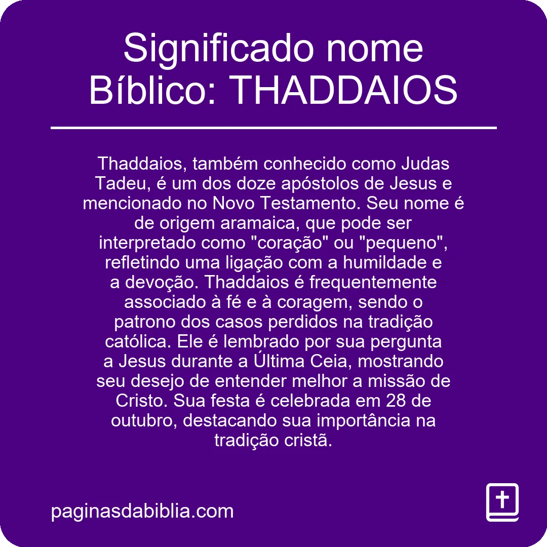 Significado nome Bíblico: THADDAIOS