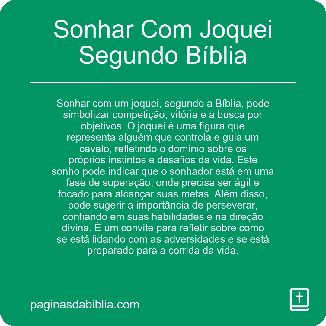 Sonhar Com Joquei Segundo Bíblia