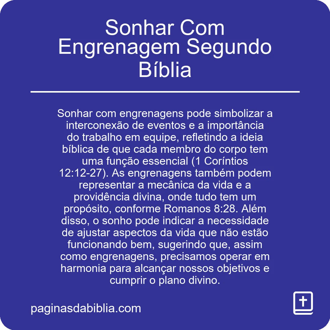 Sonhar Com Engrenagem Segundo Bíblia