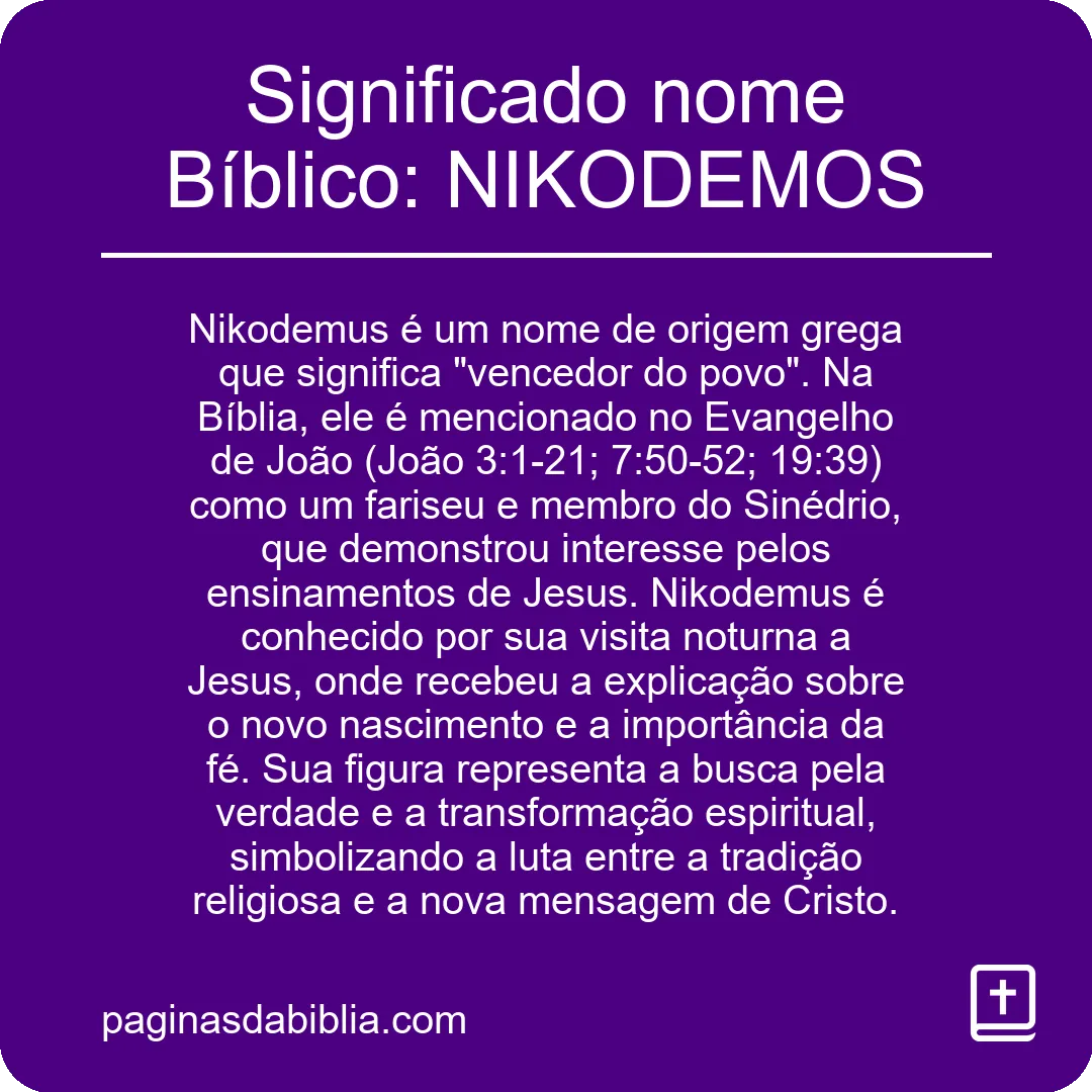 Significado nome Bíblico: NIKODEMOS