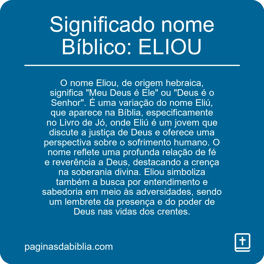 Significado nome Bíblico: ELIOU