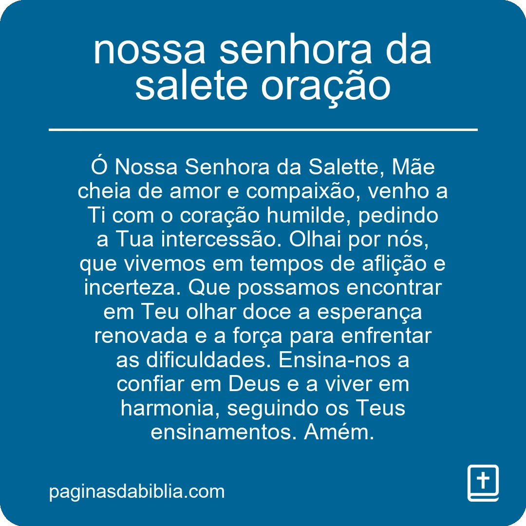 nossa senhora da salete oração