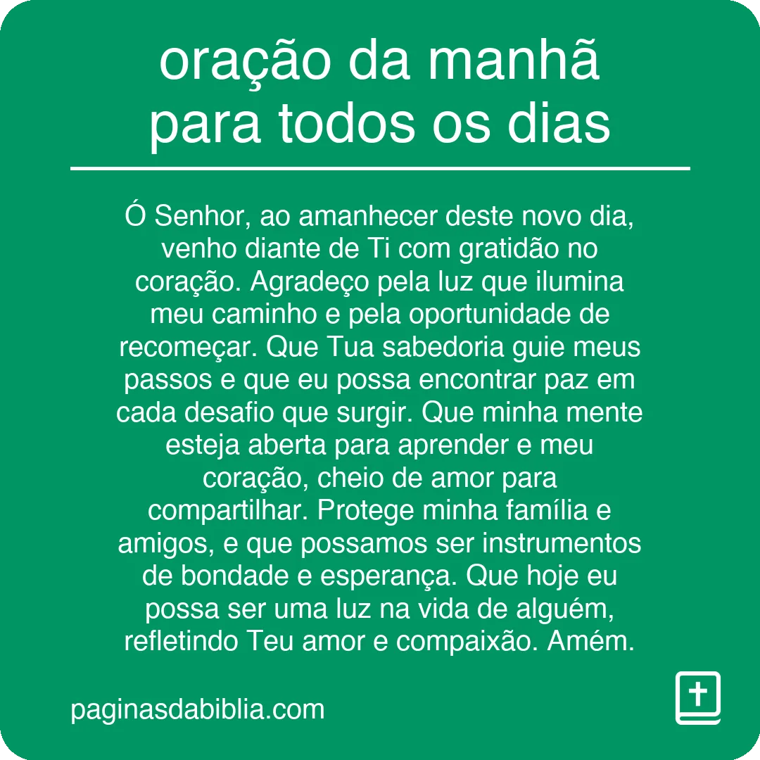 oração da manhã para todos os dias