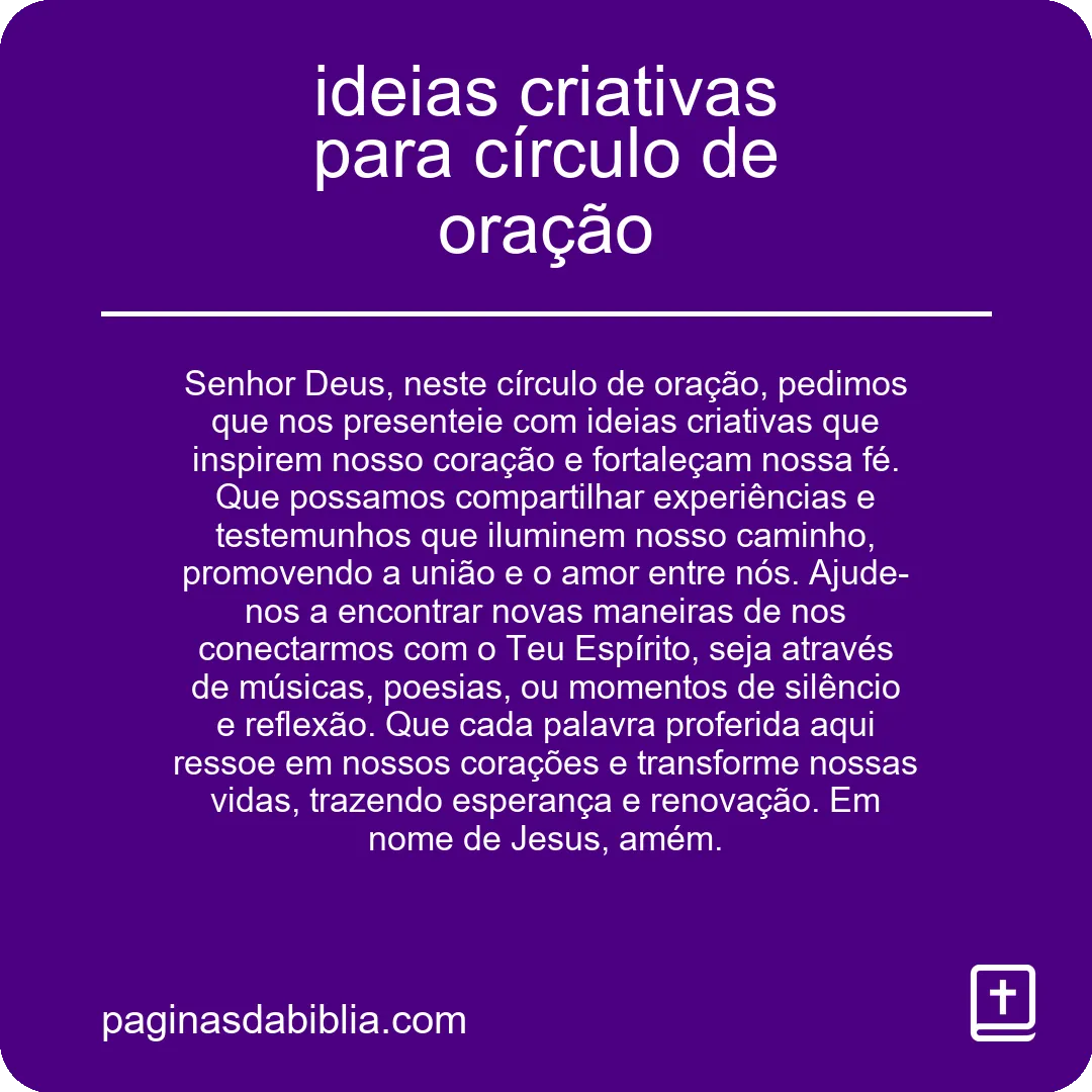 ideias criativas para círculo de oração