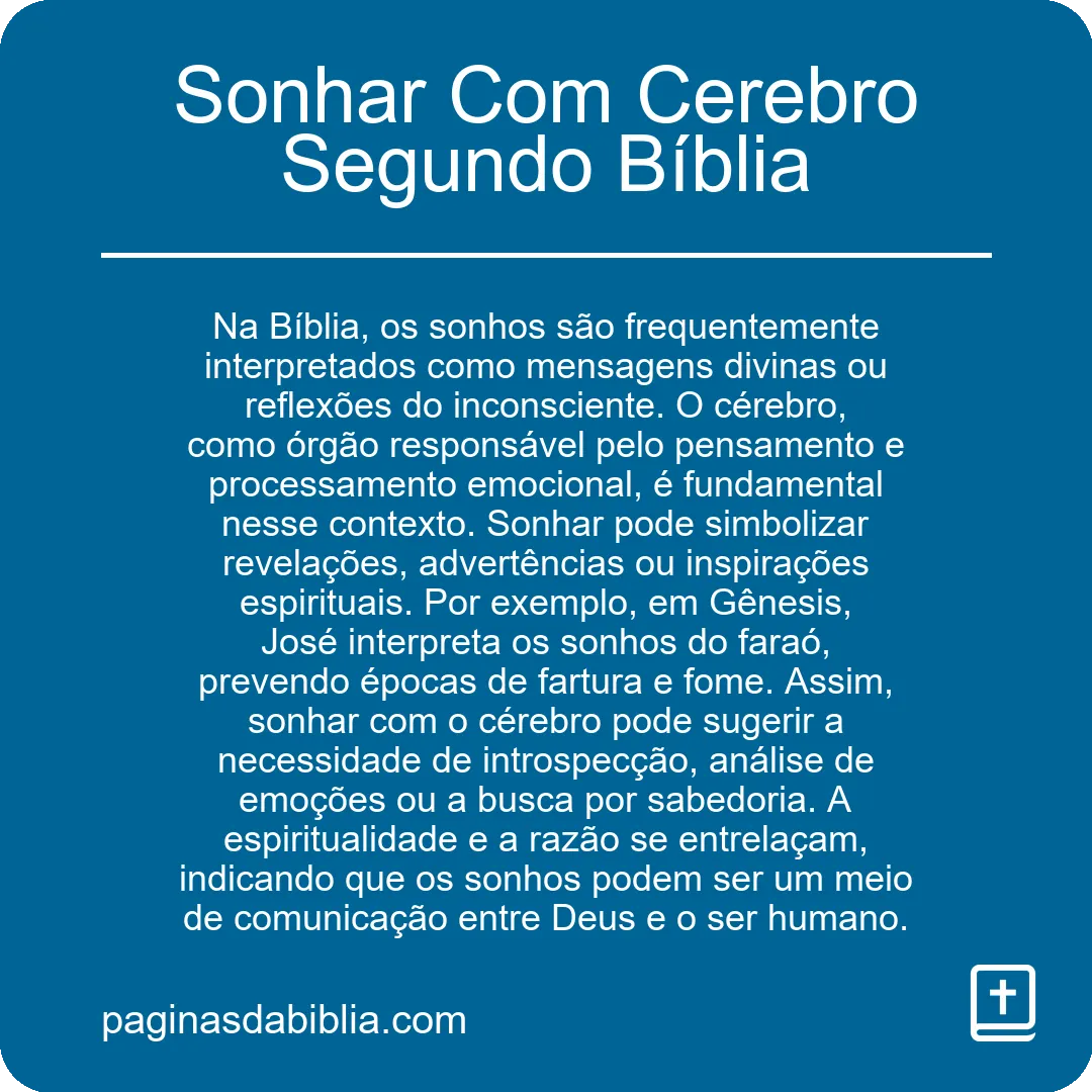 Sonhar Com Cerebro Segundo Bíblia