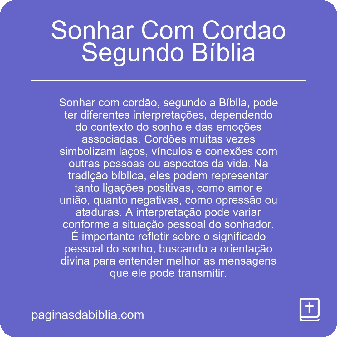 Sonhar Com Cordao Segundo Bíblia