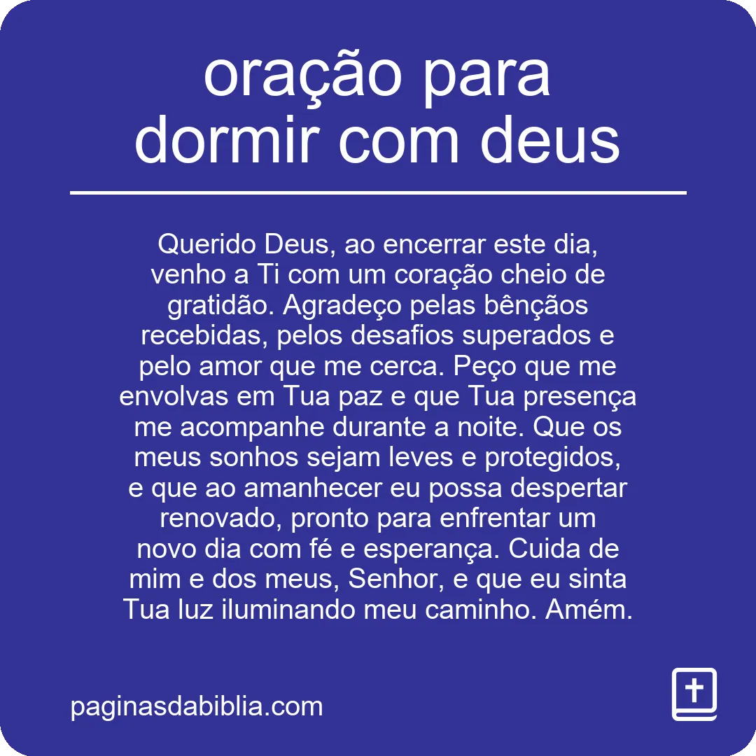 oração para dormir com deus