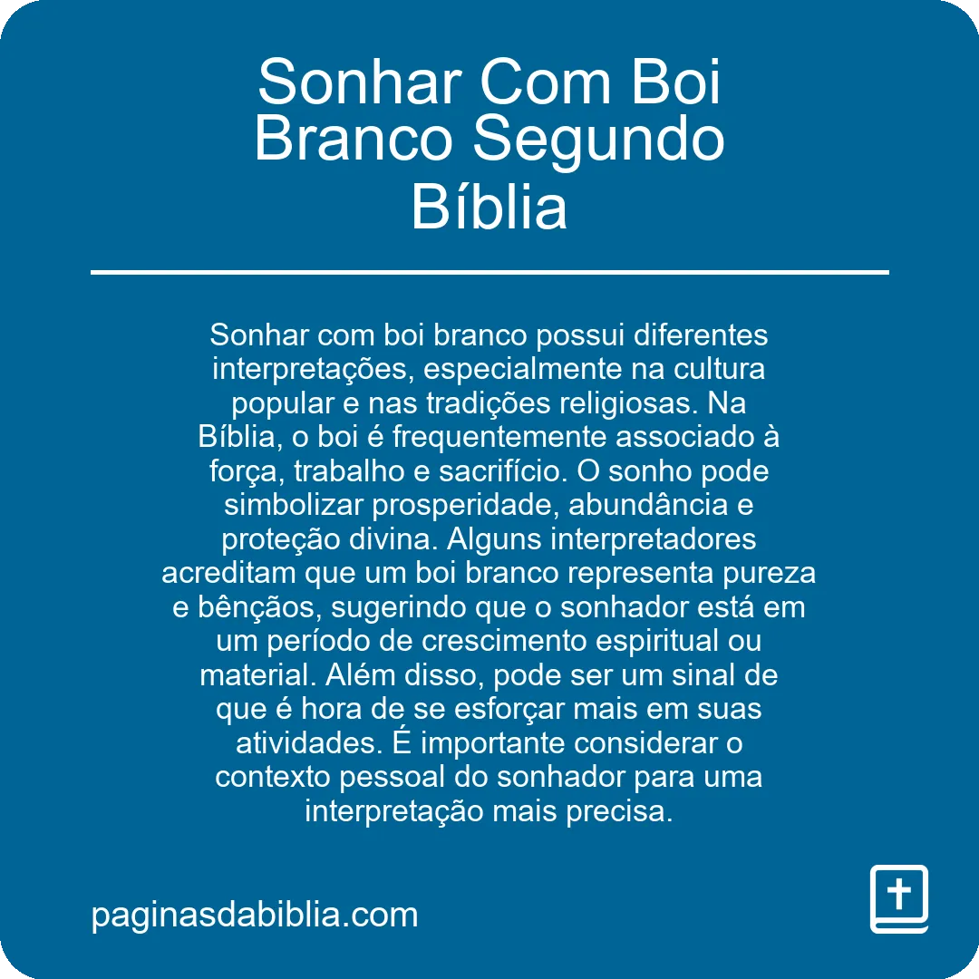 Sonhar Com Boi Branco Segundo Bíblia