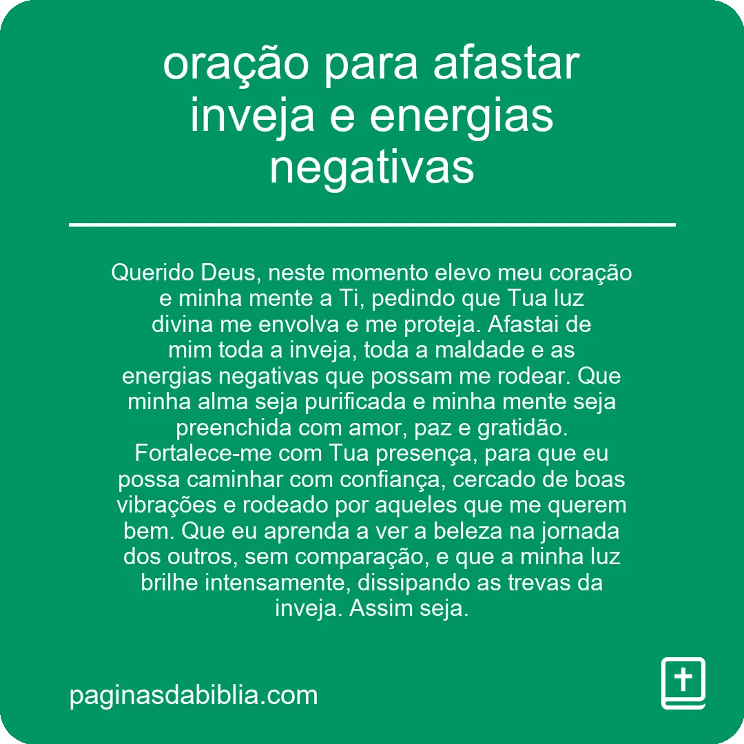 oração para afastar inveja e energias negativas