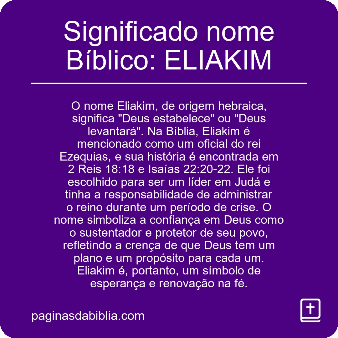 Significado nome Bíblico: ELIAKIM