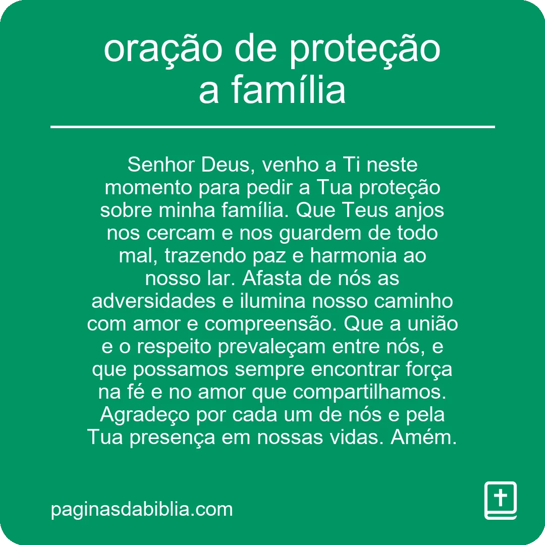 oração de proteção a família