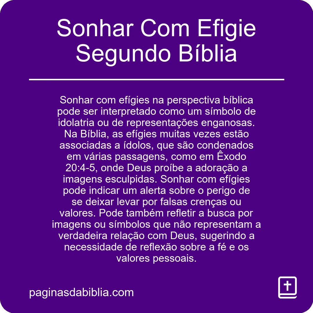 Sonhar Com Efigie Segundo Bíblia