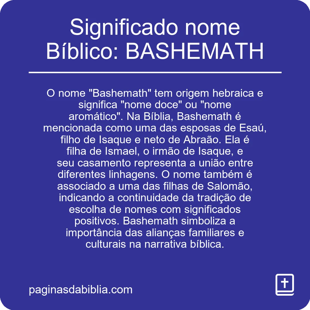 Significado nome Bíblico: BASHEMATH