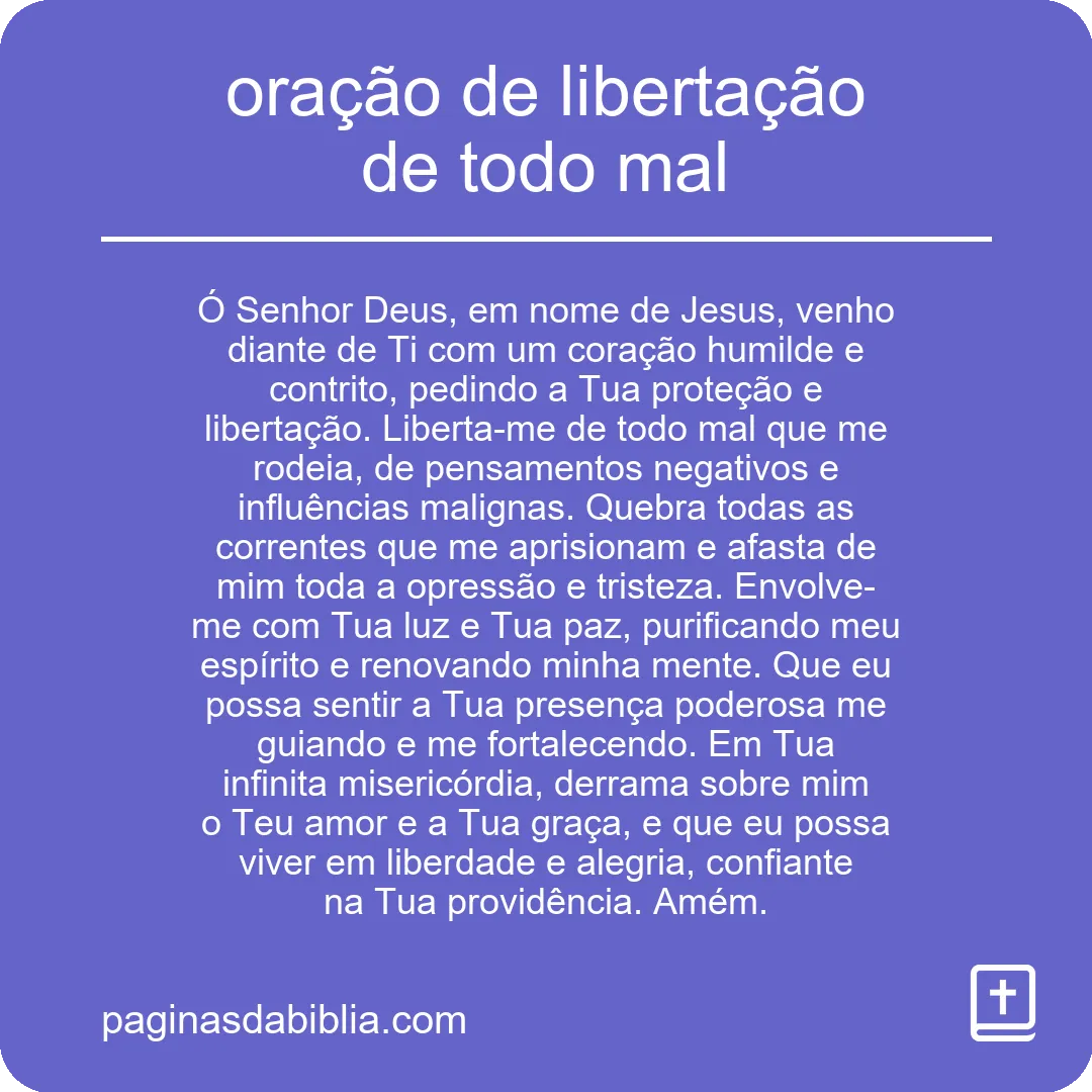 oração de libertação de todo mal