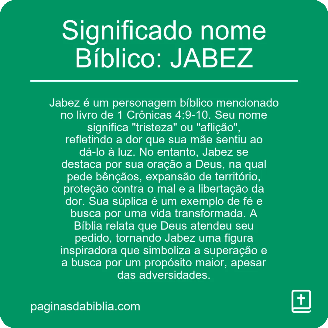 Significado nome Bíblico: JABEZ