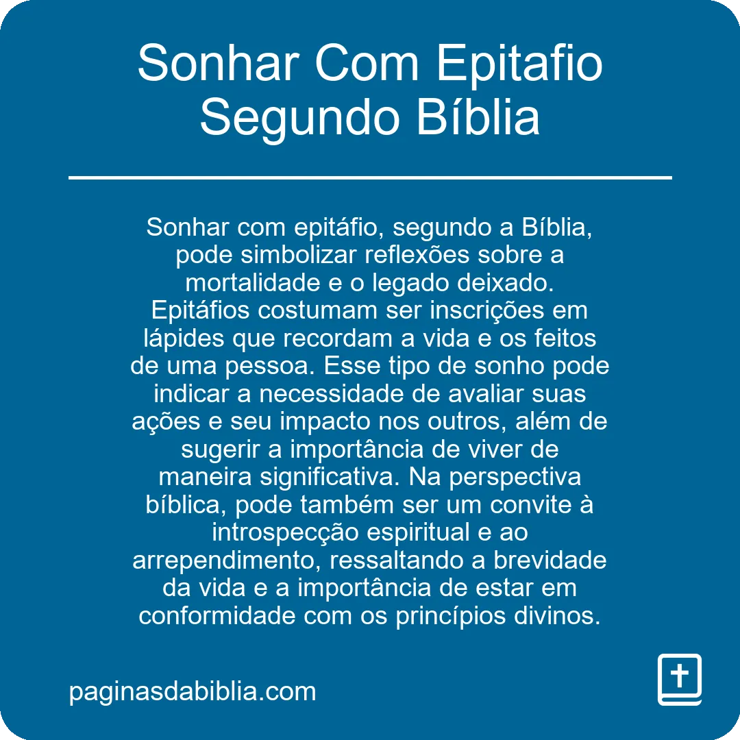 Sonhar Com Epitafio Segundo Bíblia