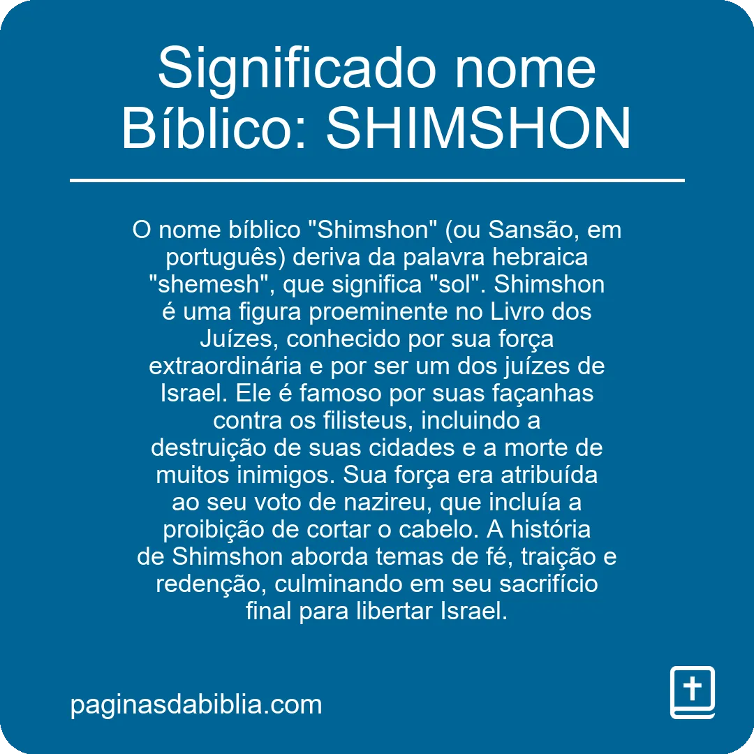 Significado nome Bíblico: SHIMSHON