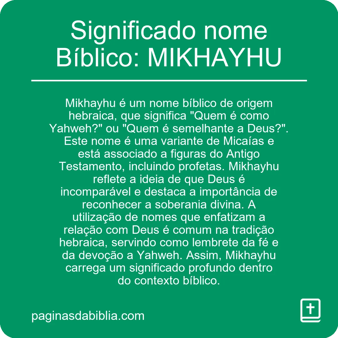 Significado nome Bíblico: MIKHAYHU