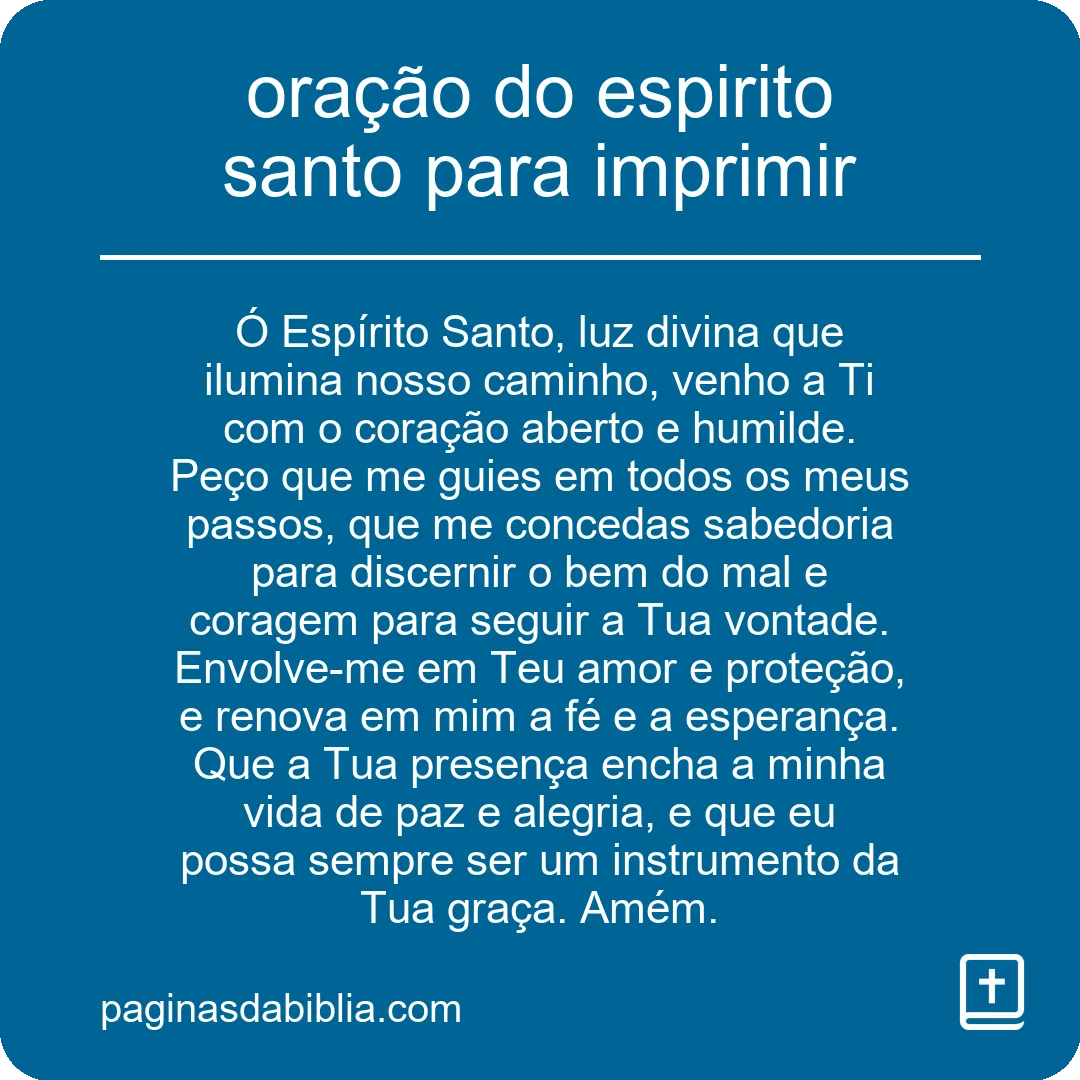 oração do espirito santo para imprimir