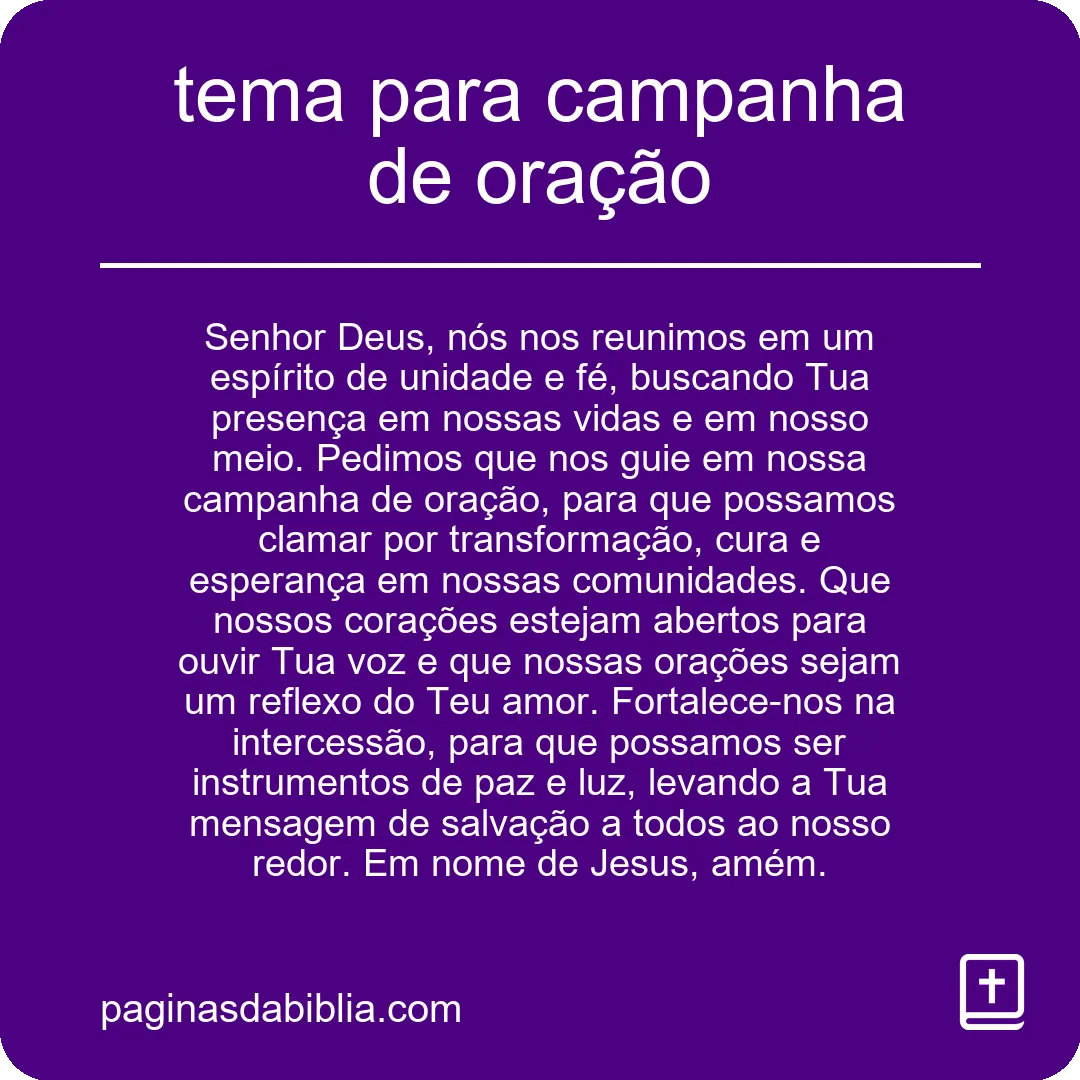 tema para campanha de oração