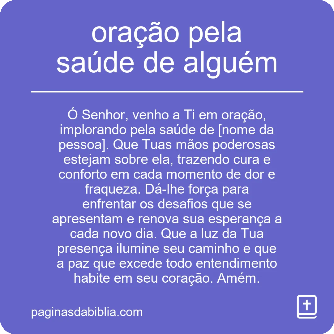 oração pela saúde de alguém