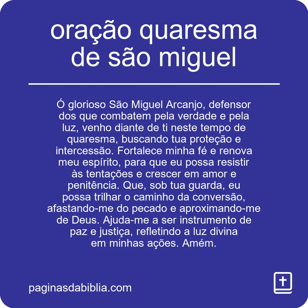 oração quaresma de são miguel