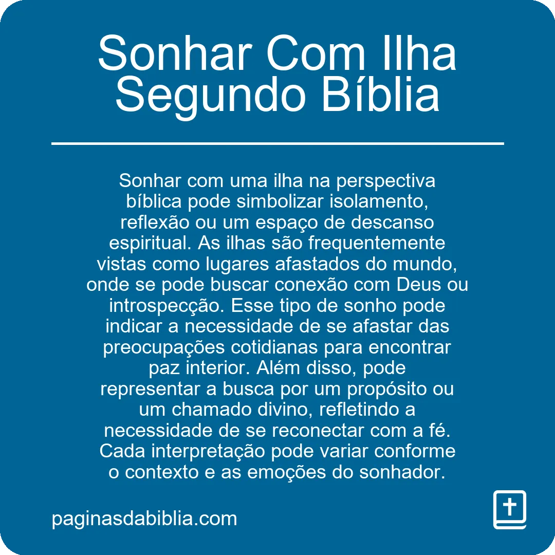 Sonhar Com Ilha Segundo Bíblia