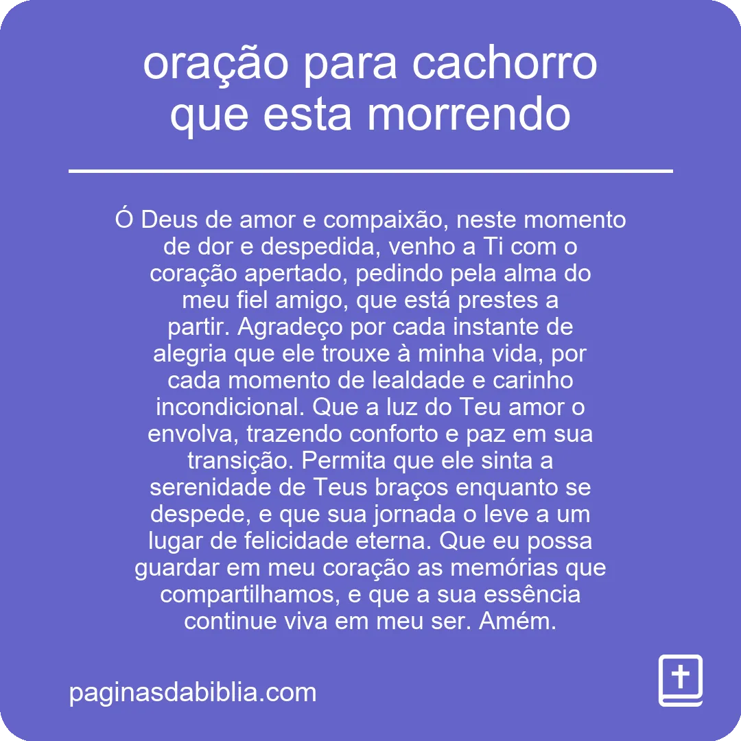 oração para cachorro que esta morrendo