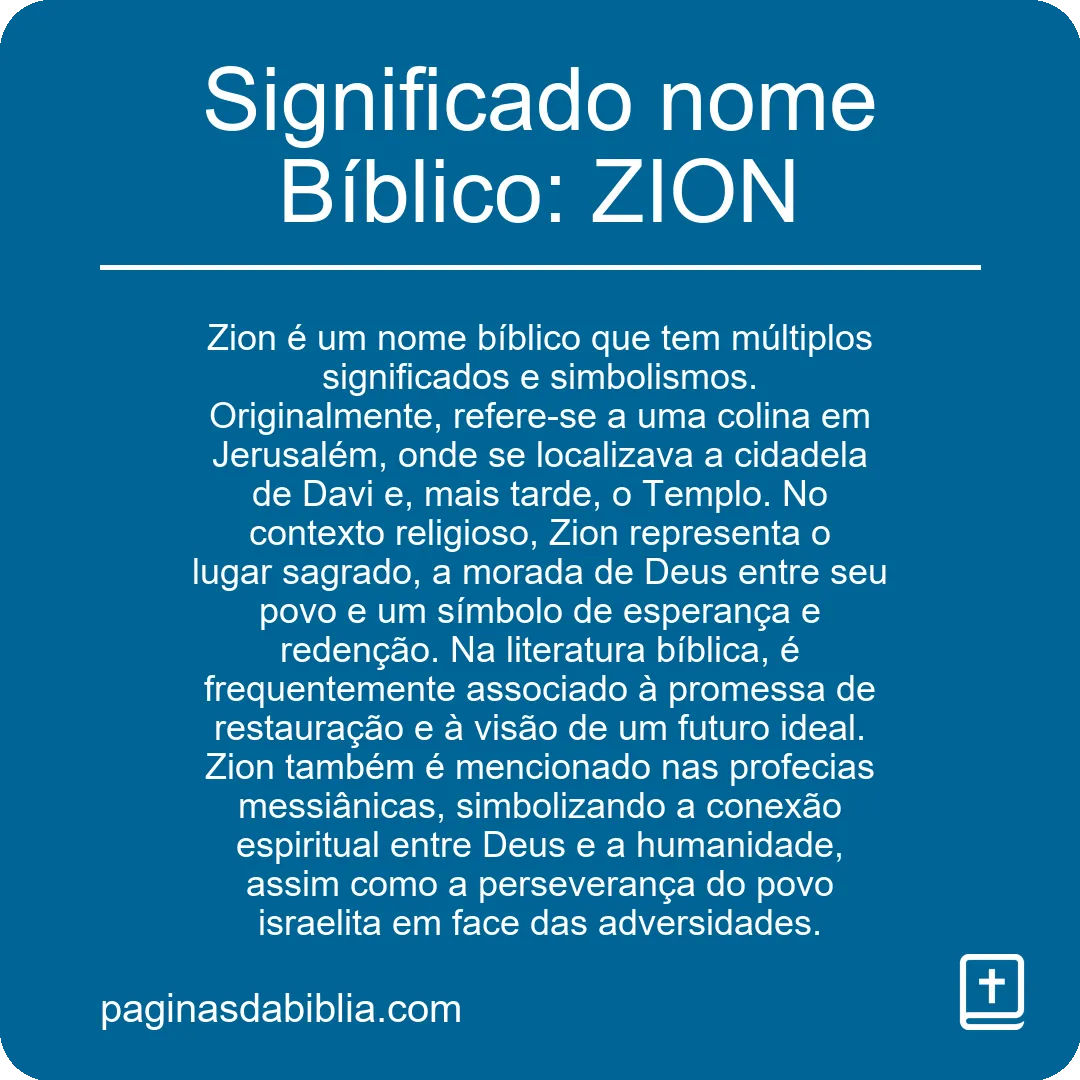 Significado nome Bíblico: ZION