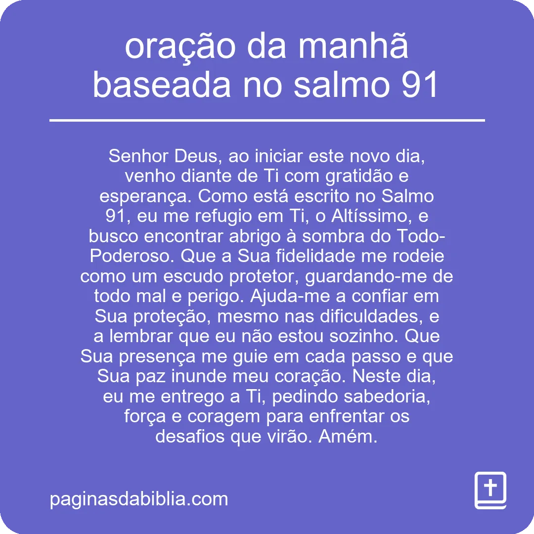 oração da manhã baseada no salmo 91