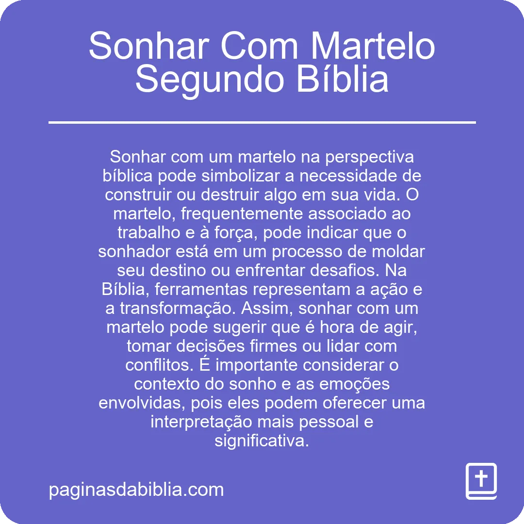 Sonhar Com Martelo Segundo Bíblia