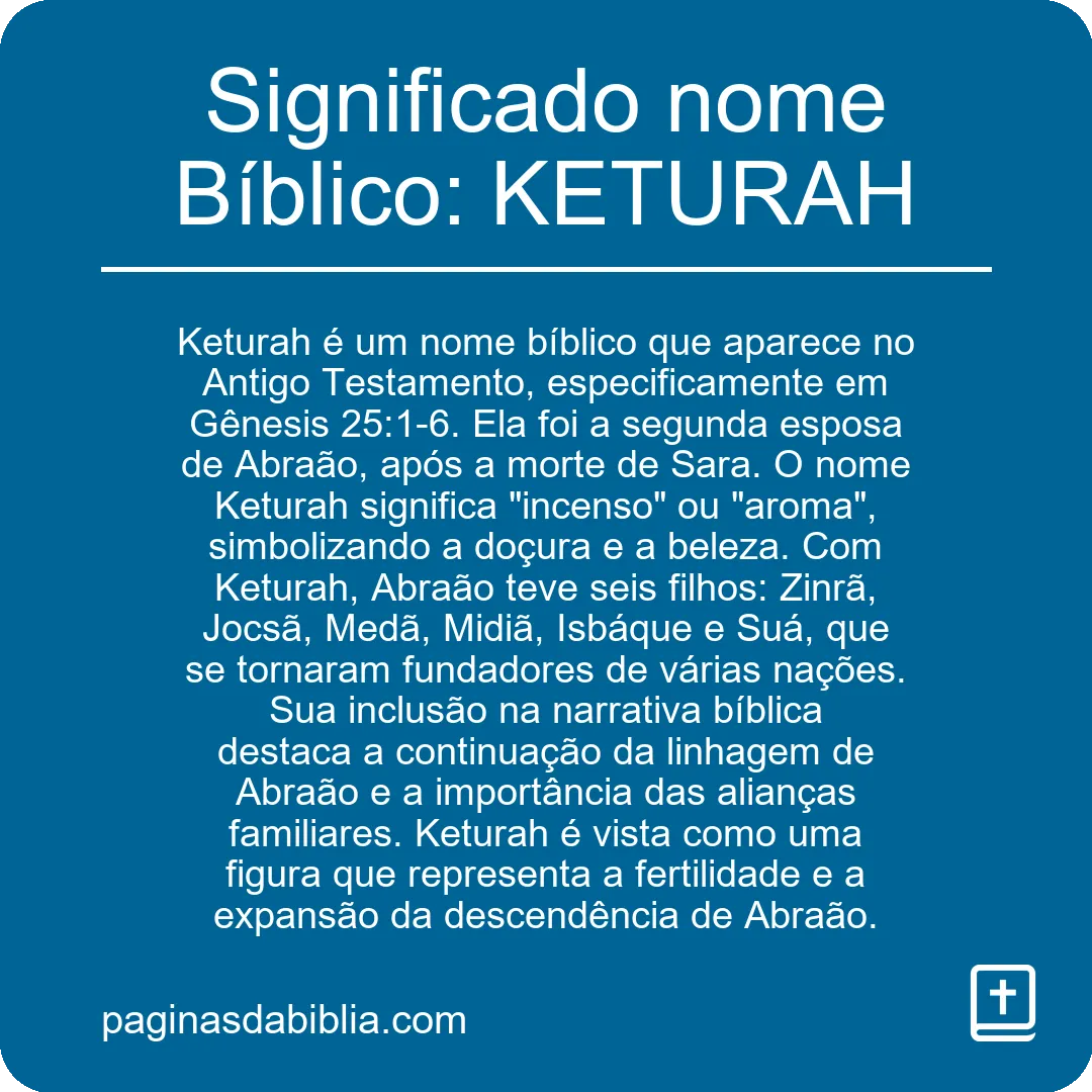 Significado nome Bíblico: KETURAH