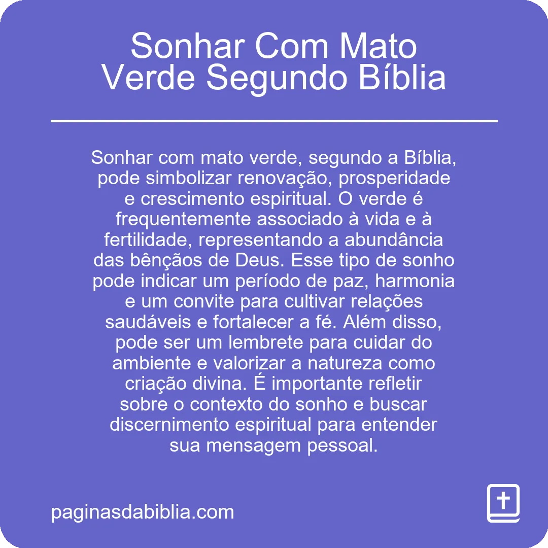 Sonhar Com Mato Verde Segundo Bíblia