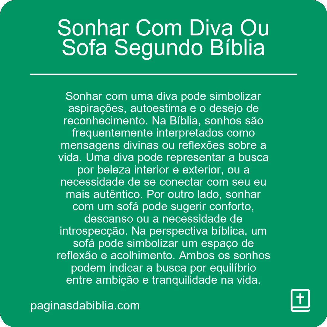 Sonhar Com Diva Ou Sofa Segundo Bíblia