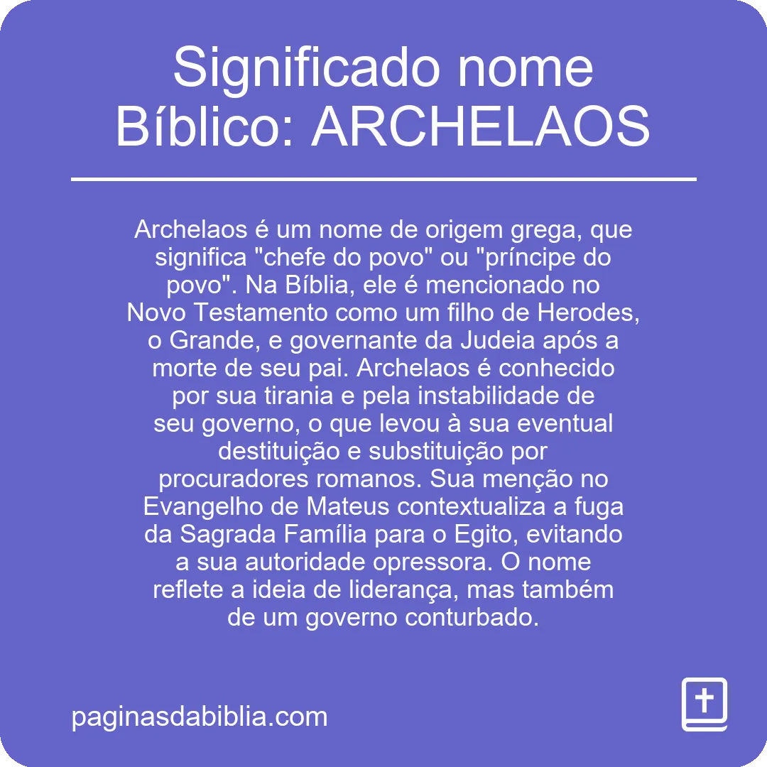 Significado nome Bíblico: ARCHELAOS