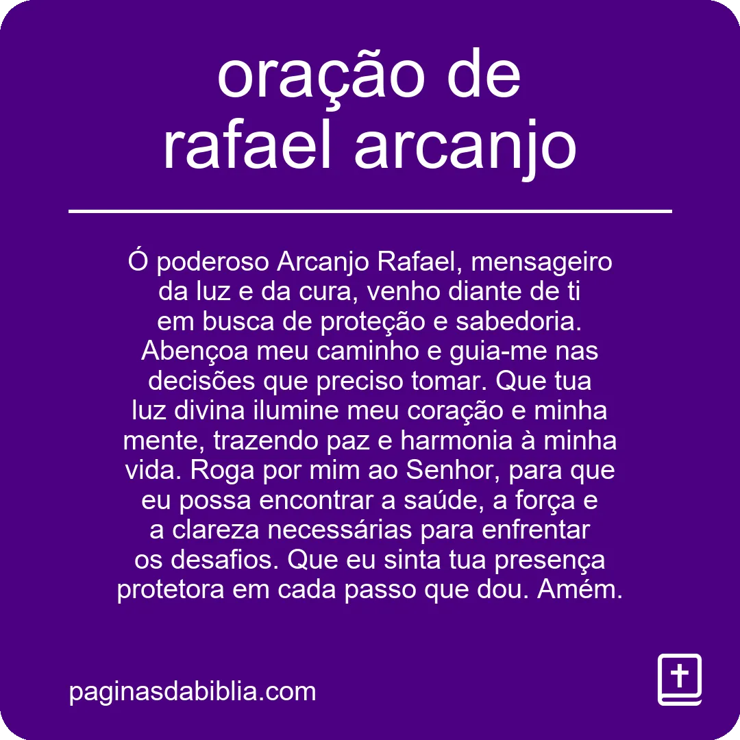 oração de rafael arcanjo