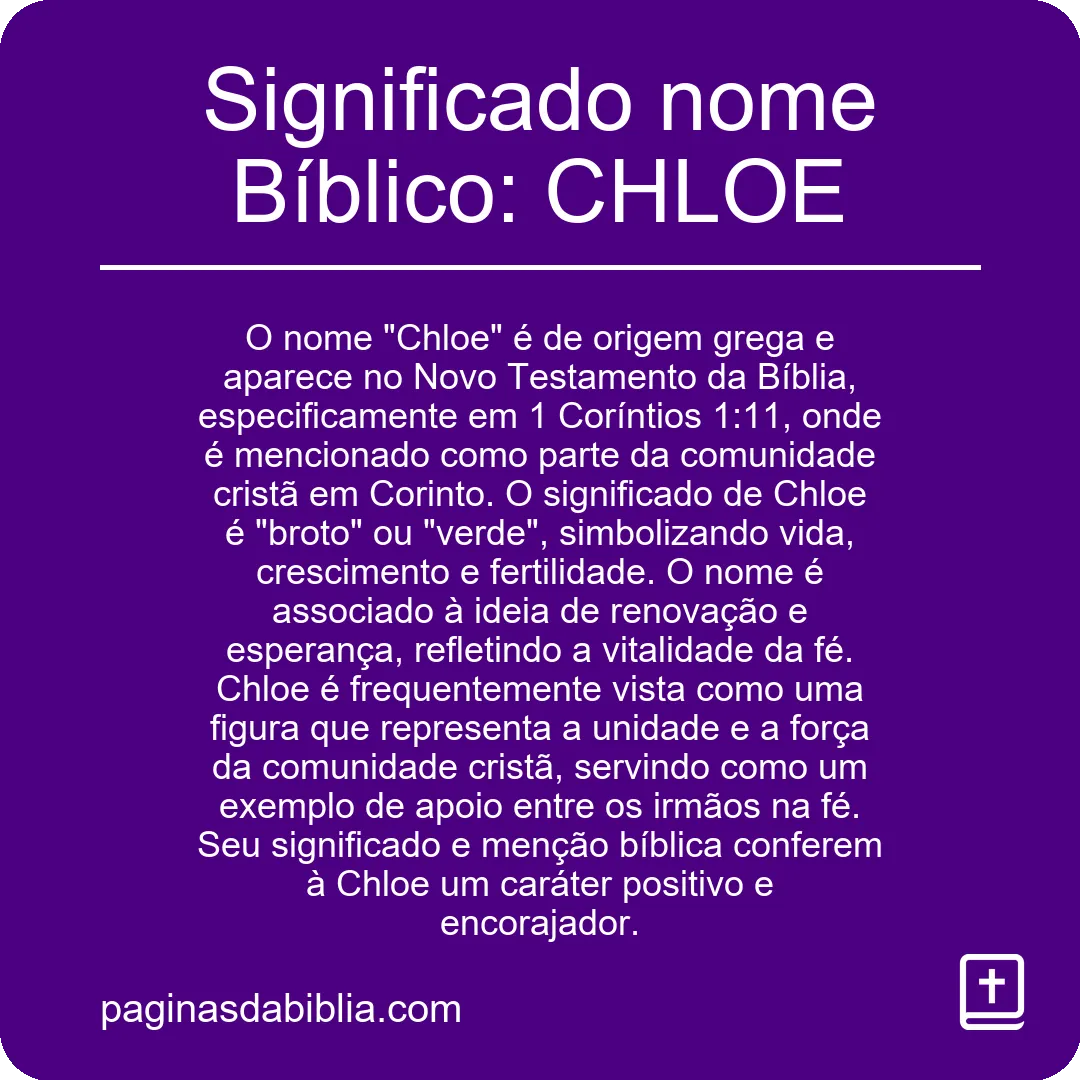 Significado nome Bíblico: CHLOE