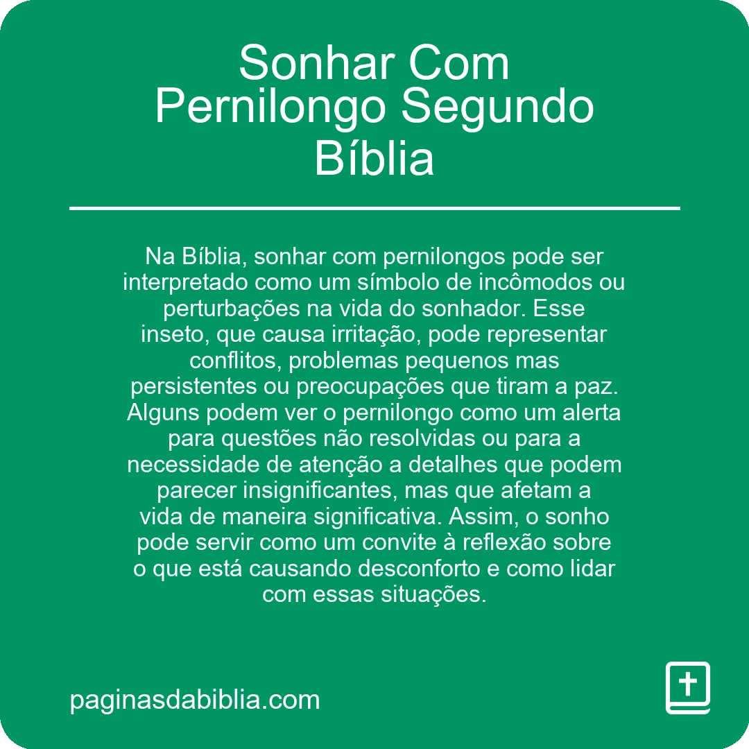 Sonhar Com Pernilongo Segundo Bíblia