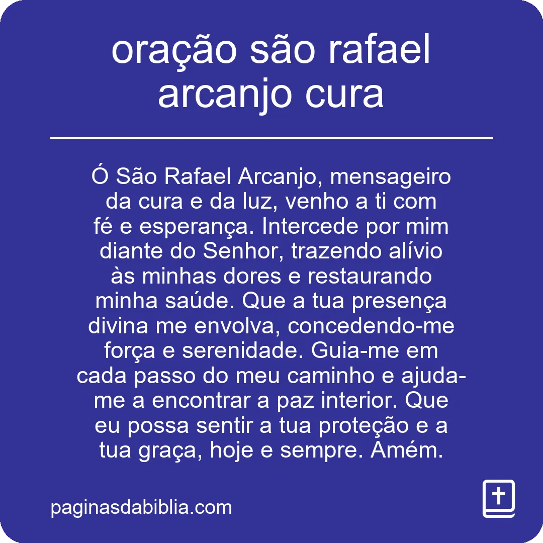 oração são rafael arcanjo cura