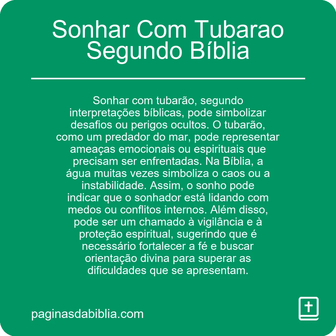 Sonhar Com Tubarao Segundo Bíblia