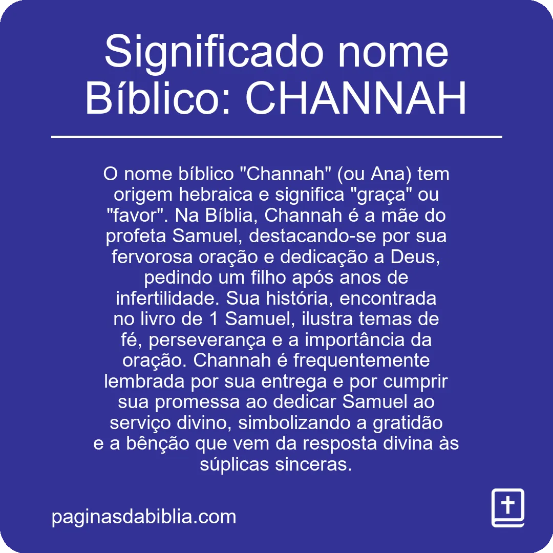 Significado nome Bíblico: CHANNAH