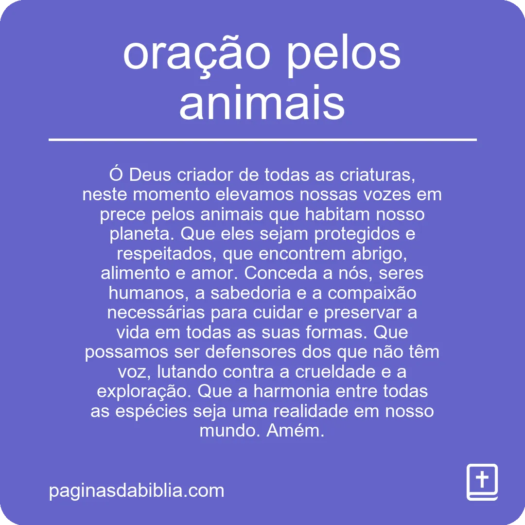 oração pelos animais