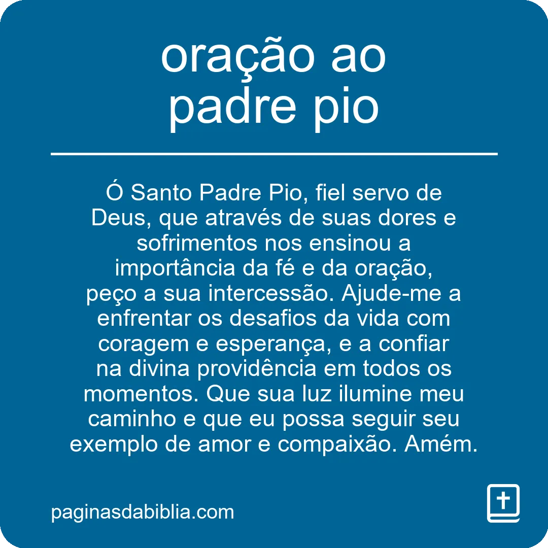 oração ao padre pio