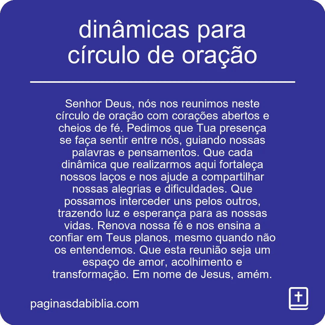 dinâmicas para círculo de oração