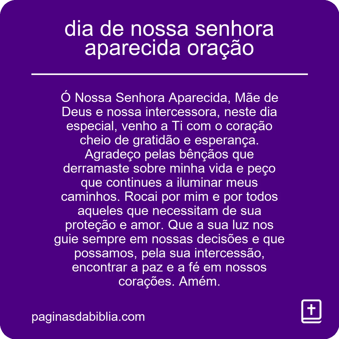 dia de nossa senhora aparecida oração