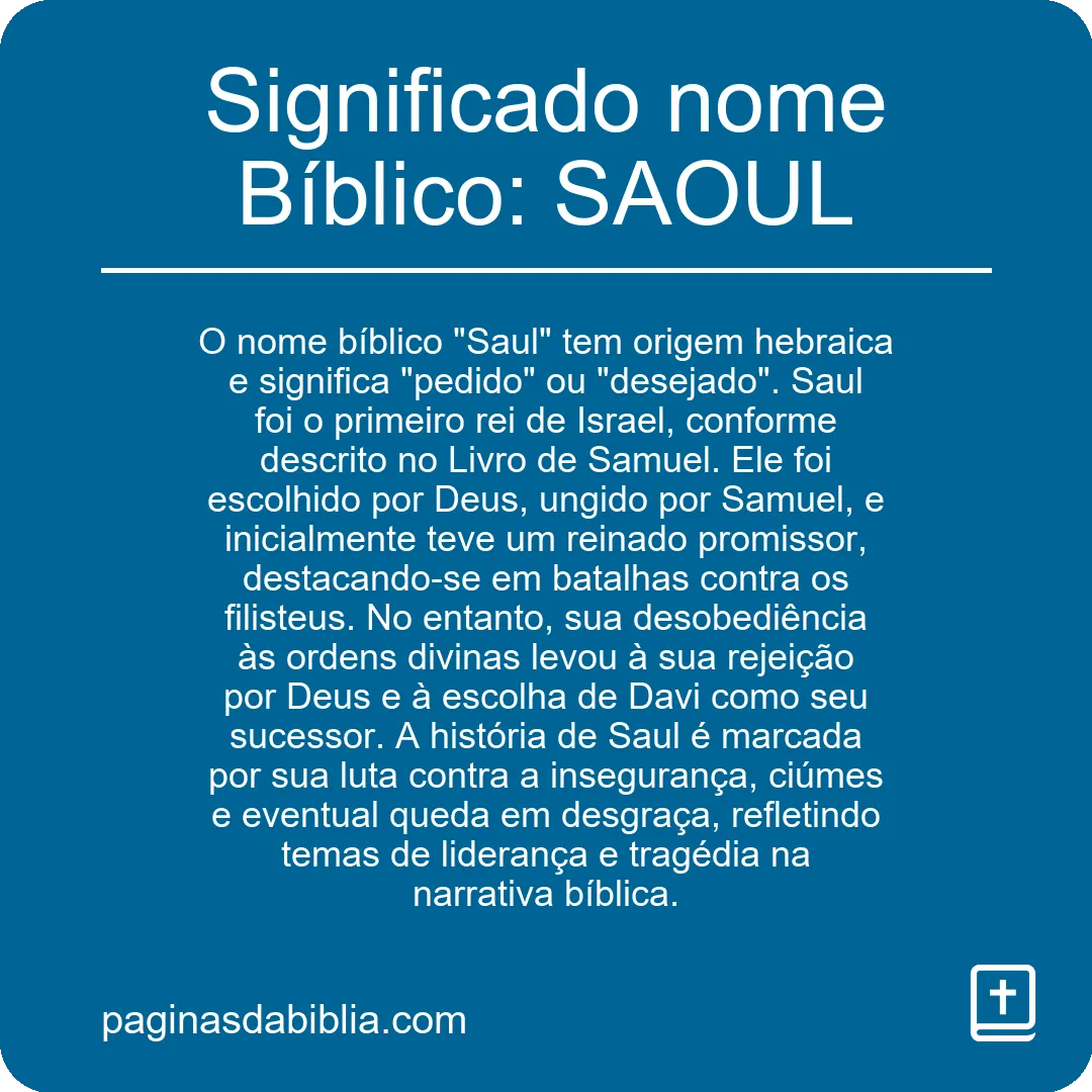 Significado nome Bíblico: SAOUL