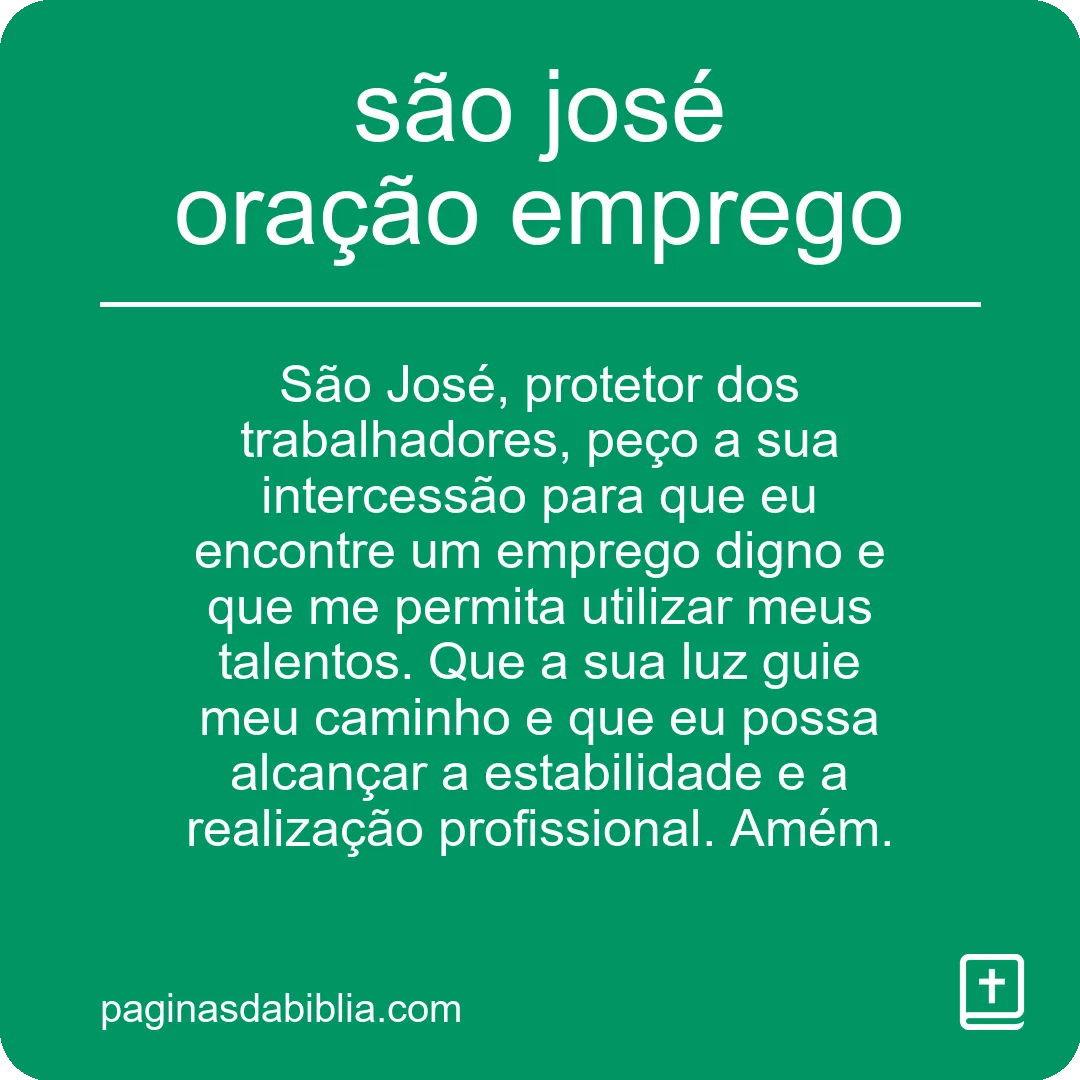 são josé oração emprego