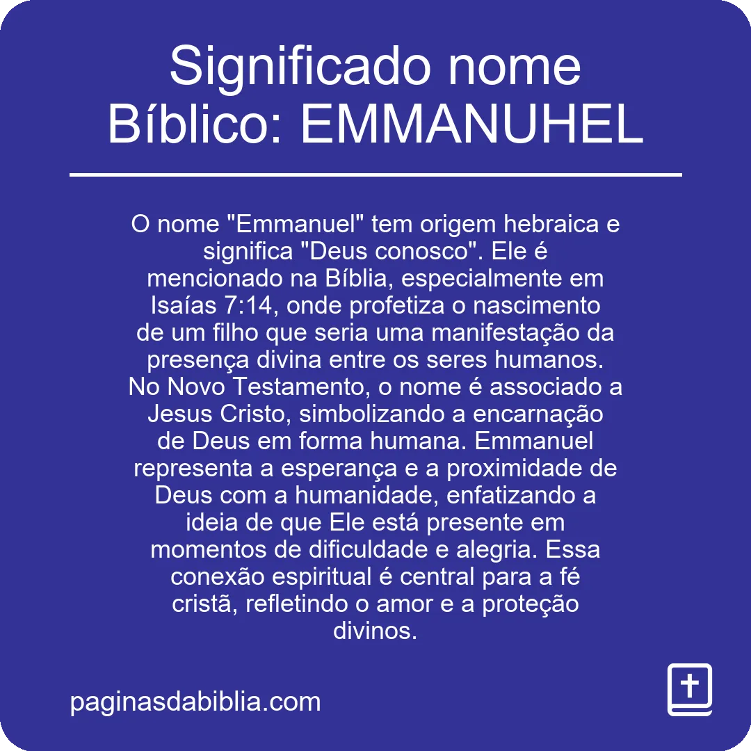 Significado nome Bíblico: EMMANUHEL