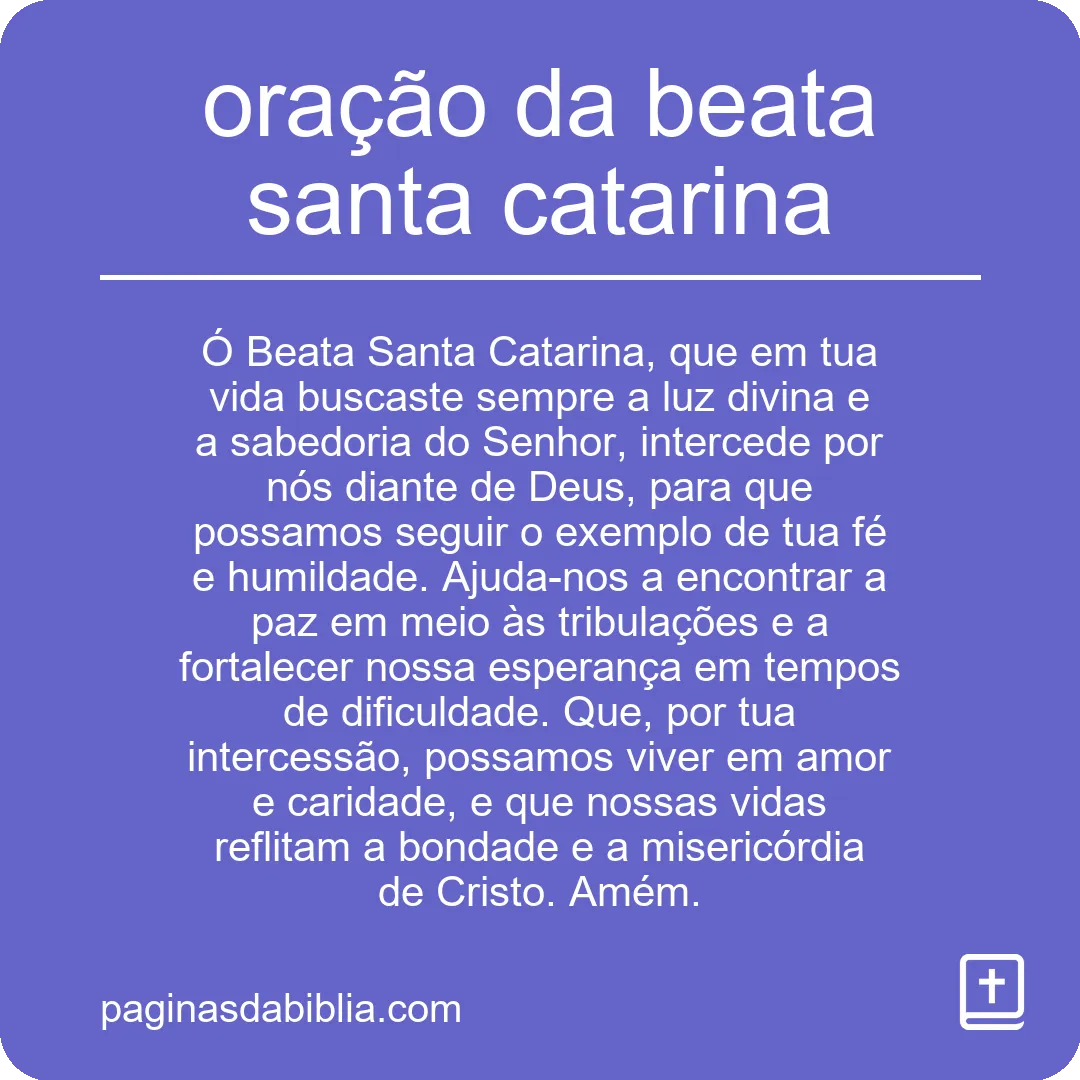 oração da beata santa catarina