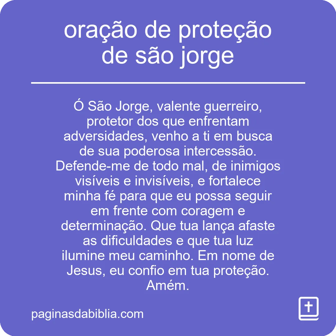 oração de proteção de são jorge